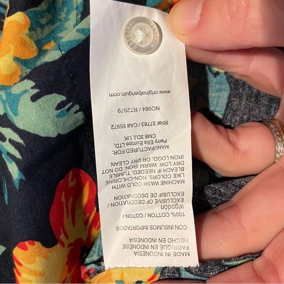 NWT Original Penguin Men’s Floral Graphic Shirt, size Large. Tropical button up. - Picture 7 of 14